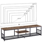 Meuble TV industriel, Console multimédia avec rangement et étagère grillagée pour salon/chambre, Marron