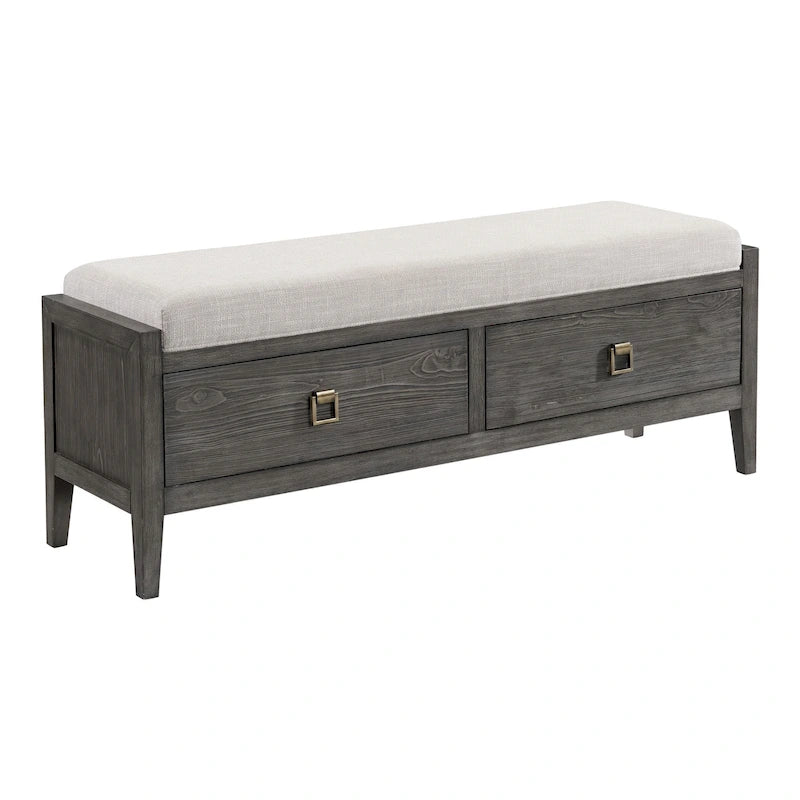 Banc de rangement de chambre à coucher de 147 cm de large, Brindle brossé