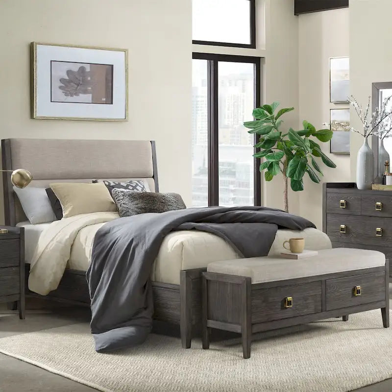 Banc de rangement de chambre à coucher de 147 cm de large, Brindle brossé