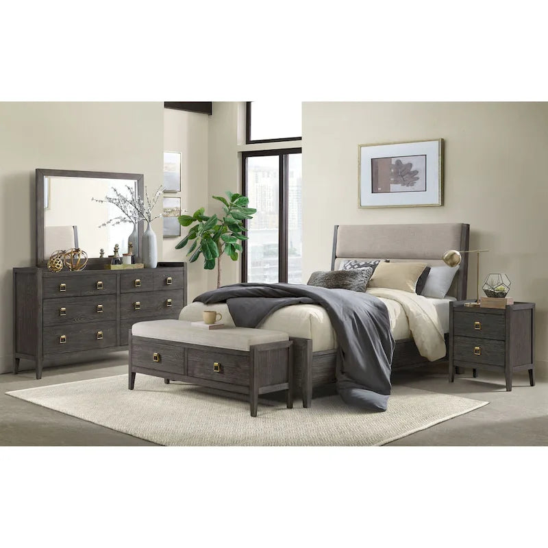 Banc de rangement de chambre à coucher de 147 cm de large, Brindle brossé