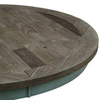 Table de salle à manger ronde en bois bicolore bleu et marron