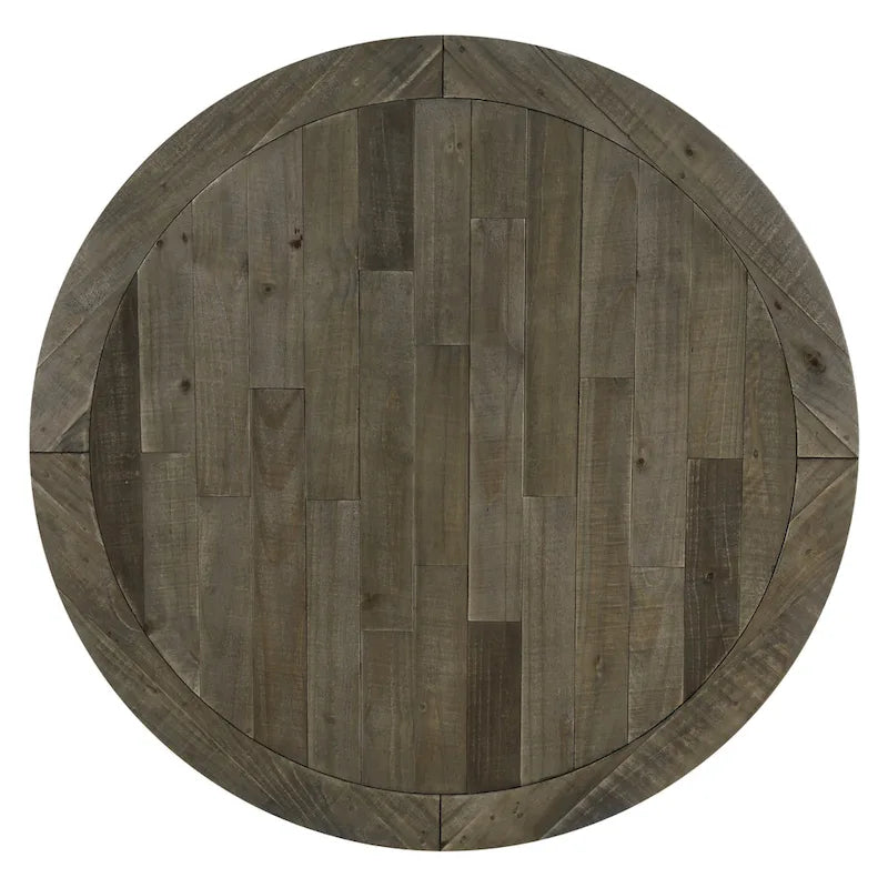 Table de salle à manger ronde en bois bicolore bleu et marron