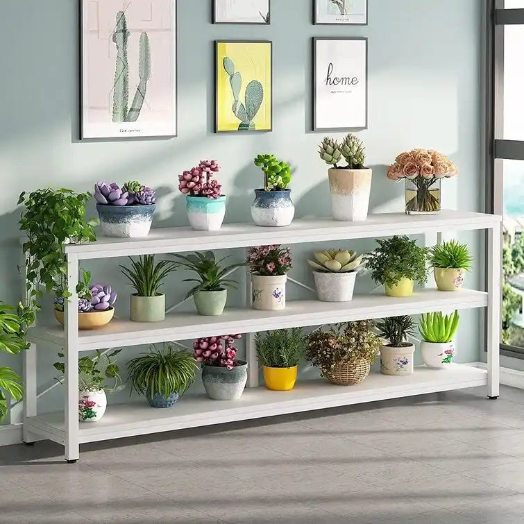 Console étroite de 180 cm avec 3 étagères