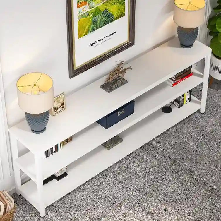 Console étroite de 180 cm avec 3 étagères