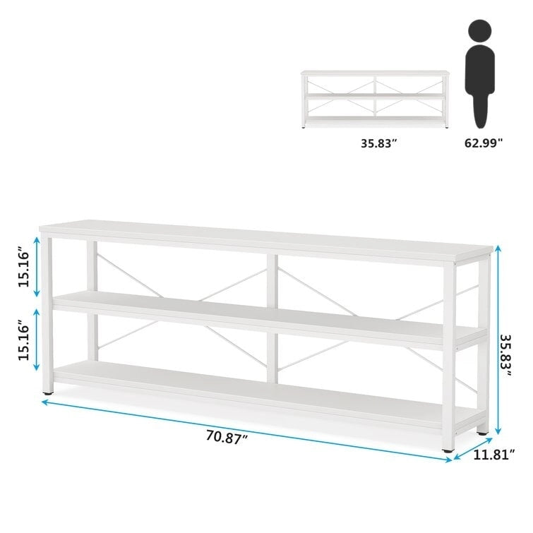 Console étroite de 180 cm avec 3 étagères