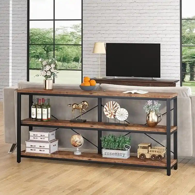Console étroite de 180 cm avec 3 étagères