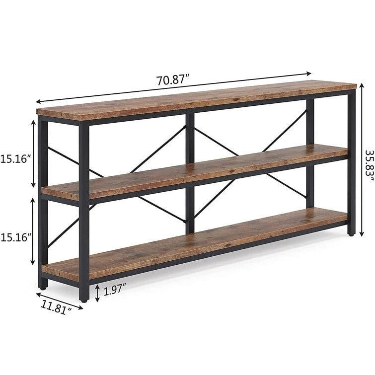 Console étroite de 180 cm avec 3 étagères