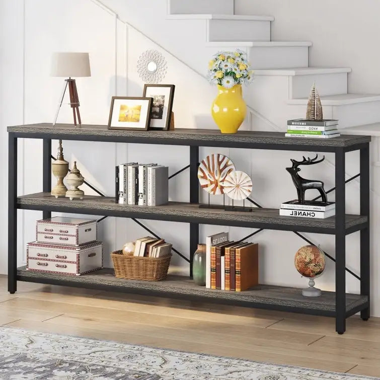 Console étroite de 180 cm avec 3 étagères