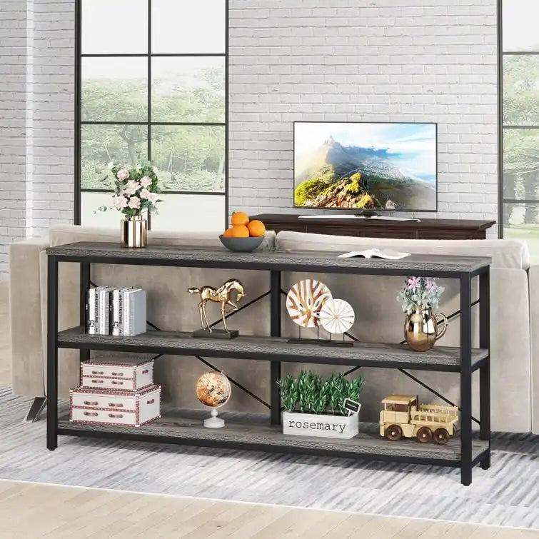 Console étroite de 180 cm avec 3 étagères