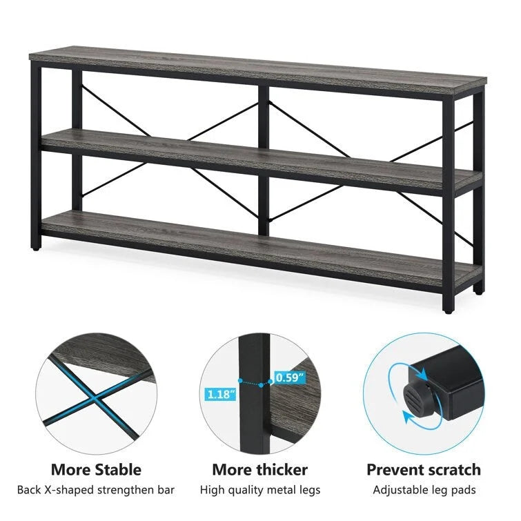 Console étroite de 180 cm avec 3 étagères
