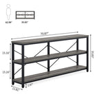 Console étroite de 180 cm avec 3 étagères