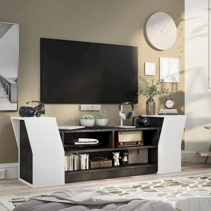 Meuble TV contemporain de 180 cm avec 3 étagères ouvertes par