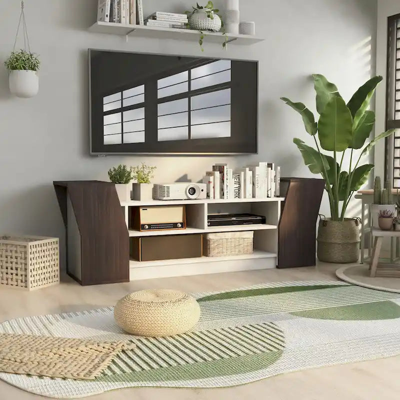 Meuble TV contemporain de 180 cm avec 3 étagères ouvertes par