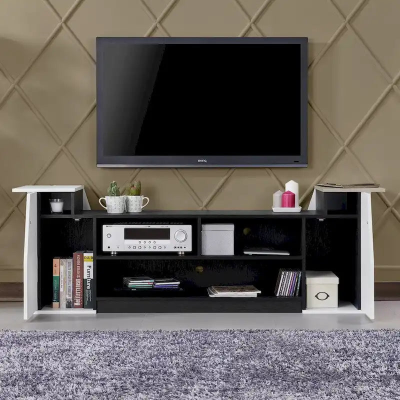 Meuble TV contemporain de 180 cm avec 3 étagères ouvertes par