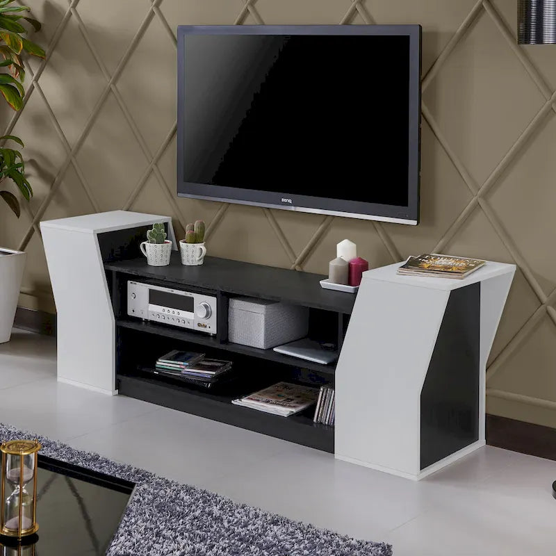 Meuble TV contemporain de 180 cm avec 3 étagères ouvertes par