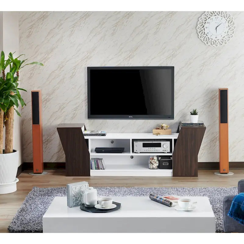 Meuble TV contemporain de 180 cm avec 3 étagères ouvertes par