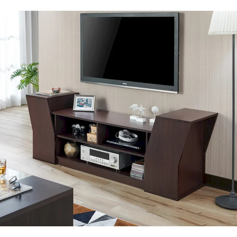 Meuble TV contemporain de 180 cm avec 3 étagères ouvertes par