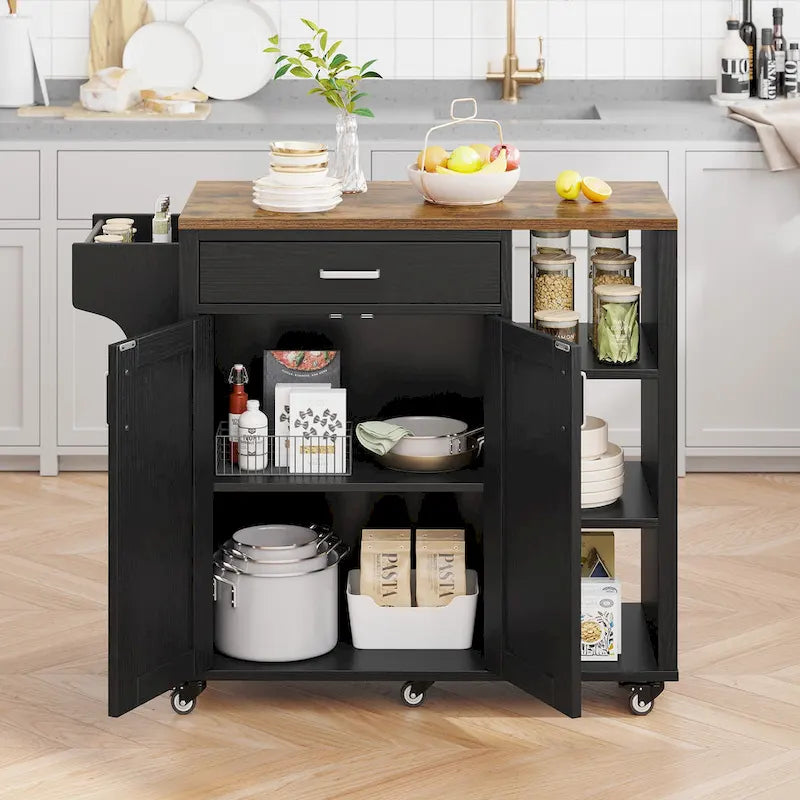 Meuble de rangement de cuisine roulant avec roulettes