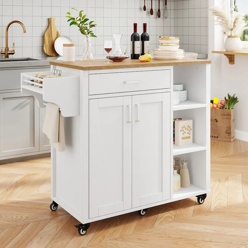 Meuble de rangement de cuisine roulant avec roulettes