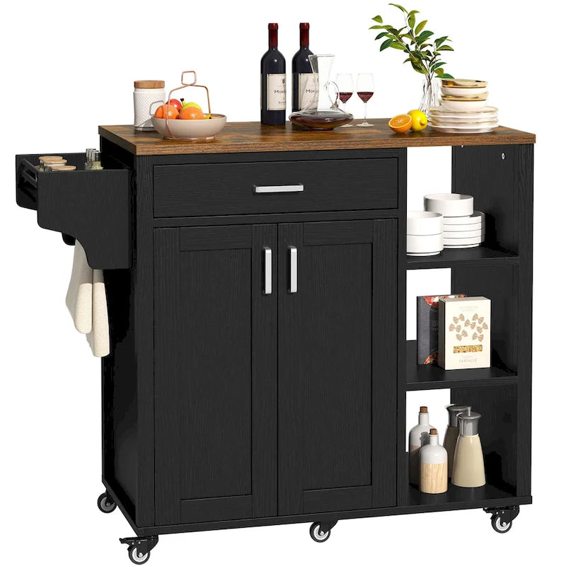 Meuble de rangement de cuisine roulant avec roulettes