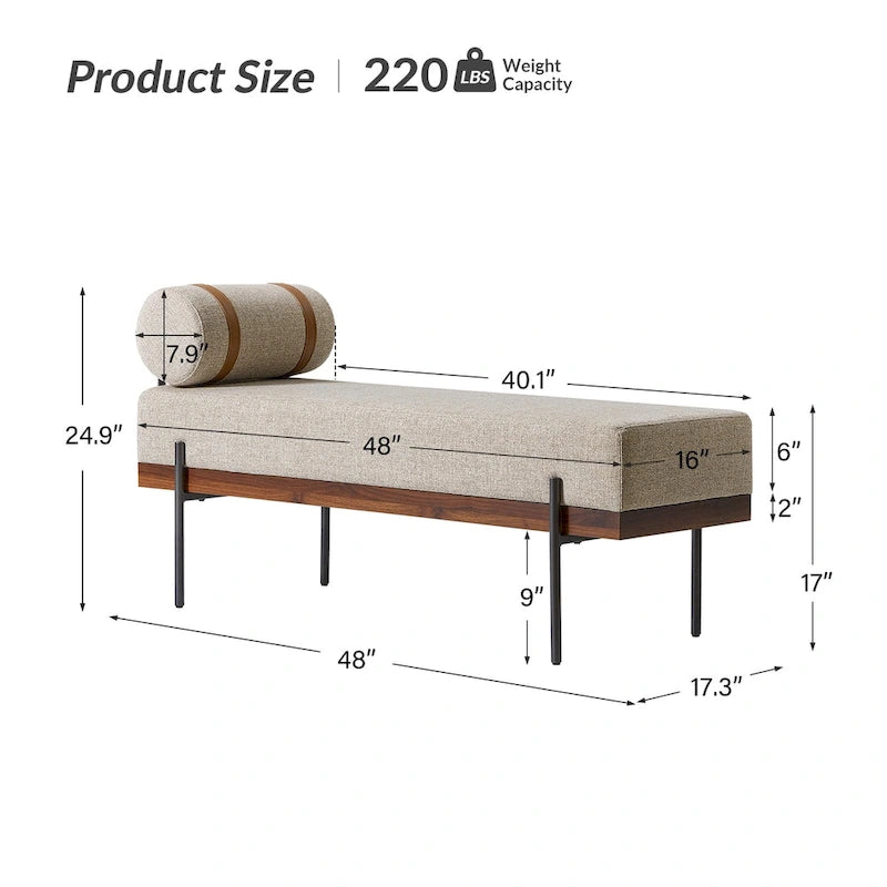 Banc d'entrée avec coussin amovible