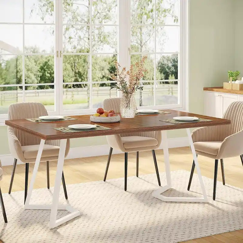 Table de salle à manger moderne de 140 cm, table rectangulaire pour 6 personnes
