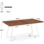Table de salle à manger moderne de 140 cm, table rectangulaire pour 6 personnes