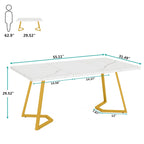 Table de salle à manger moderne de 140 cm, table rectangulaire pour 6 personnes