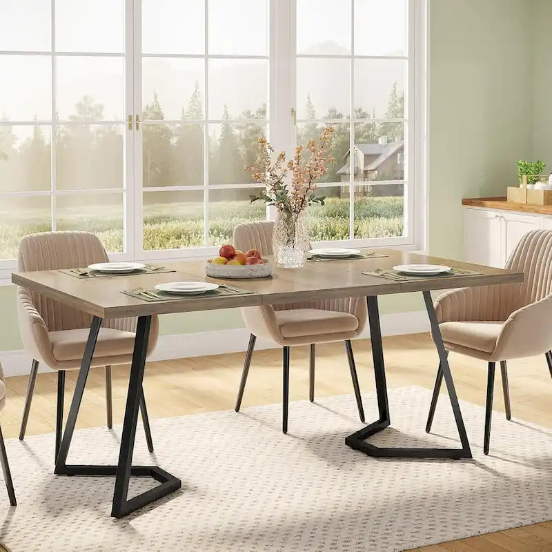 Table de salle à manger moderne de 140 cm, table rectangulaire pour 6 personnes