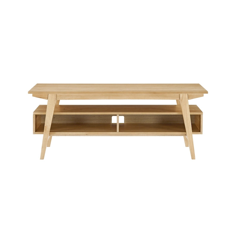 Meuble TV minimaliste contemporain en bois massif de 119 cm