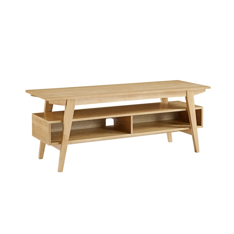 Meuble TV minimaliste contemporain en bois massif de 119 cm