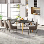 Grande table à manger pour 6 à 8 personnes, meubles de cuisine, marron/noir