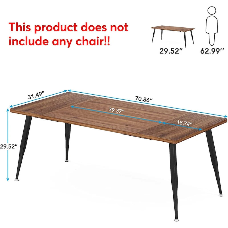 Grande table à manger pour 6 à 8 personnes, meubles de cuisine, marron/noir