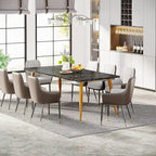 Grande table à manger pour 6 à 8 personnes, meubles de cuisine, marron/noir
