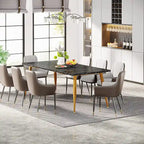 Grande table à manger pour 6 à 8 personnes, meubles de cuisine, marron/noir