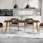 Grande table à manger pour 6 à 8 personnes, meubles de cuisine, marron/noir