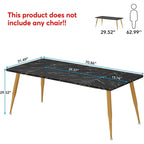 Grande table à manger pour 6 à 8 personnes, meubles de cuisine, marron/noir