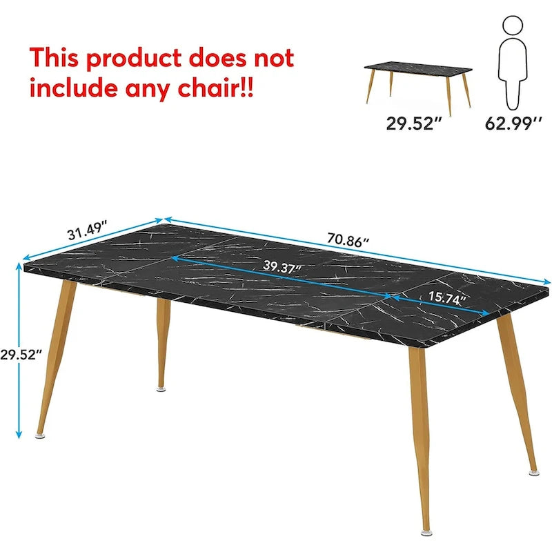 Grande table à manger pour 6 à 8 personnes, meubles de cuisine, marron/noir