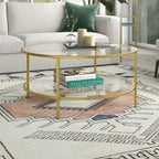 Sivil 36 Wide Round Coffee Table with Glass Top - 36 Wide