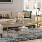Table basse ronde de 36 po de large avec plateau en verre – 36 po de large