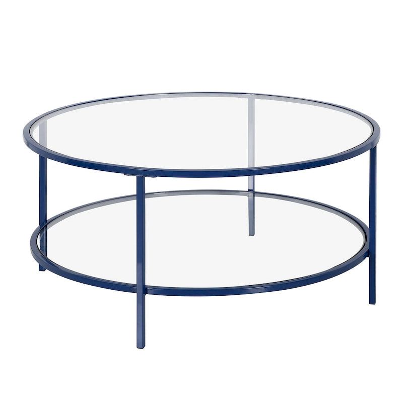 Table basse ronde de 36 po de large avec plateau en verre – 36 po de large