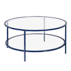 Table basse ronde de 36 po de large avec plateau en verre – 36 po de large