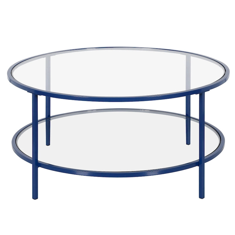 Table basse ronde de 36 po de large avec plateau en verre – 36 po de large