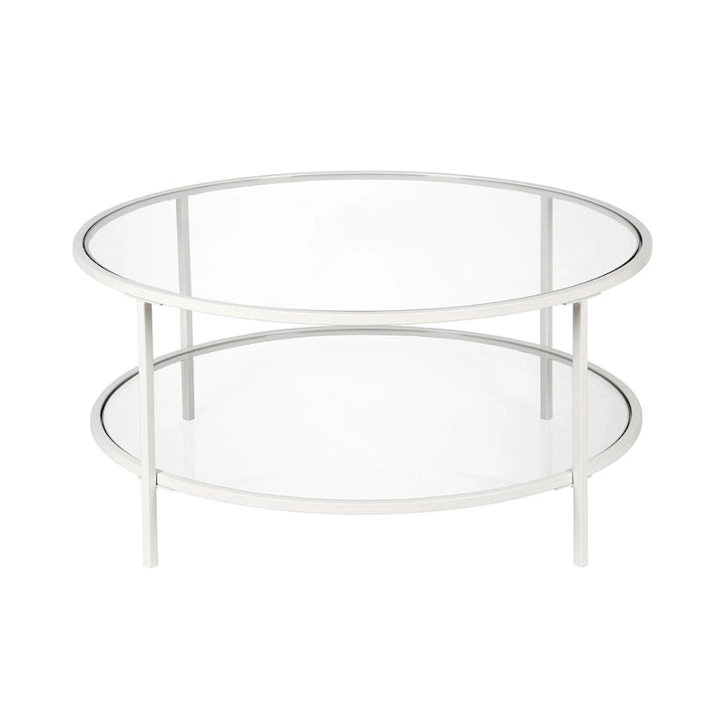 Table basse ronde de 36 po de large avec plateau en verre – 36 po de large