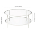 Table basse ronde de 36 po de large avec plateau en verre – 36 po de large