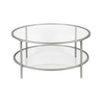 Table basse ronde de 36 po de large avec plateau en verre – 36 po de large