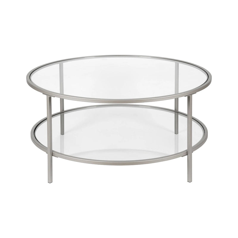 Table basse ronde de 36 po de large avec plateau en verre – 36 po de large