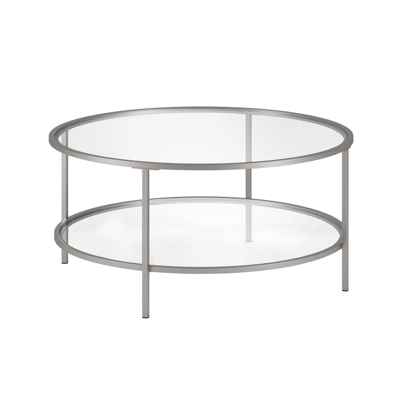 Table basse ronde de 36 po de large avec plateau en verre – 36 po de large