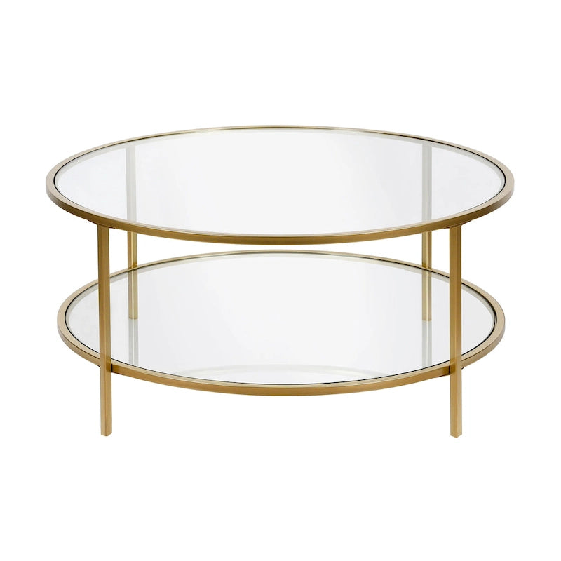 Table basse ronde de 36 po de large avec plateau en verre – 36 po de large