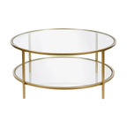 Table basse ronde de 36 po de large avec plateau en verre – 36 po de large